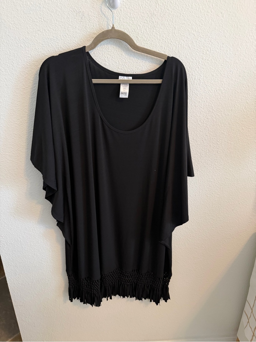 Dotti Black Fringe Swim Cover-Up Tunic
